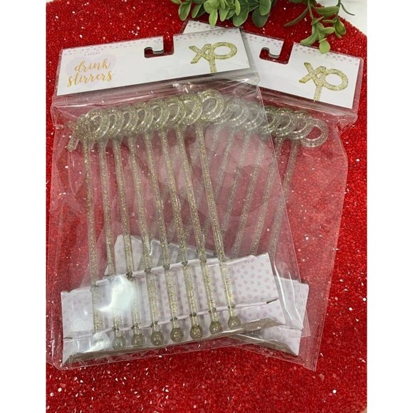 Set of 2 XO Glitter Drink Stirrers Valentine Cocktail Swizzle Sticks Barware - Picture 14 of 14